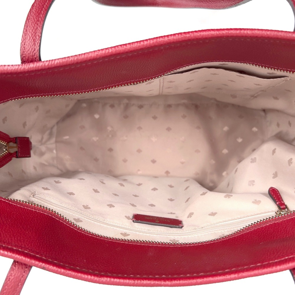 Kate Spade NY Lori Large Red Pebbled Leather Zip Tote Shoulder Bag D411 - Picture 10 of 10